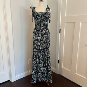Elegant Black and Green Leaf Print Jumpsuit